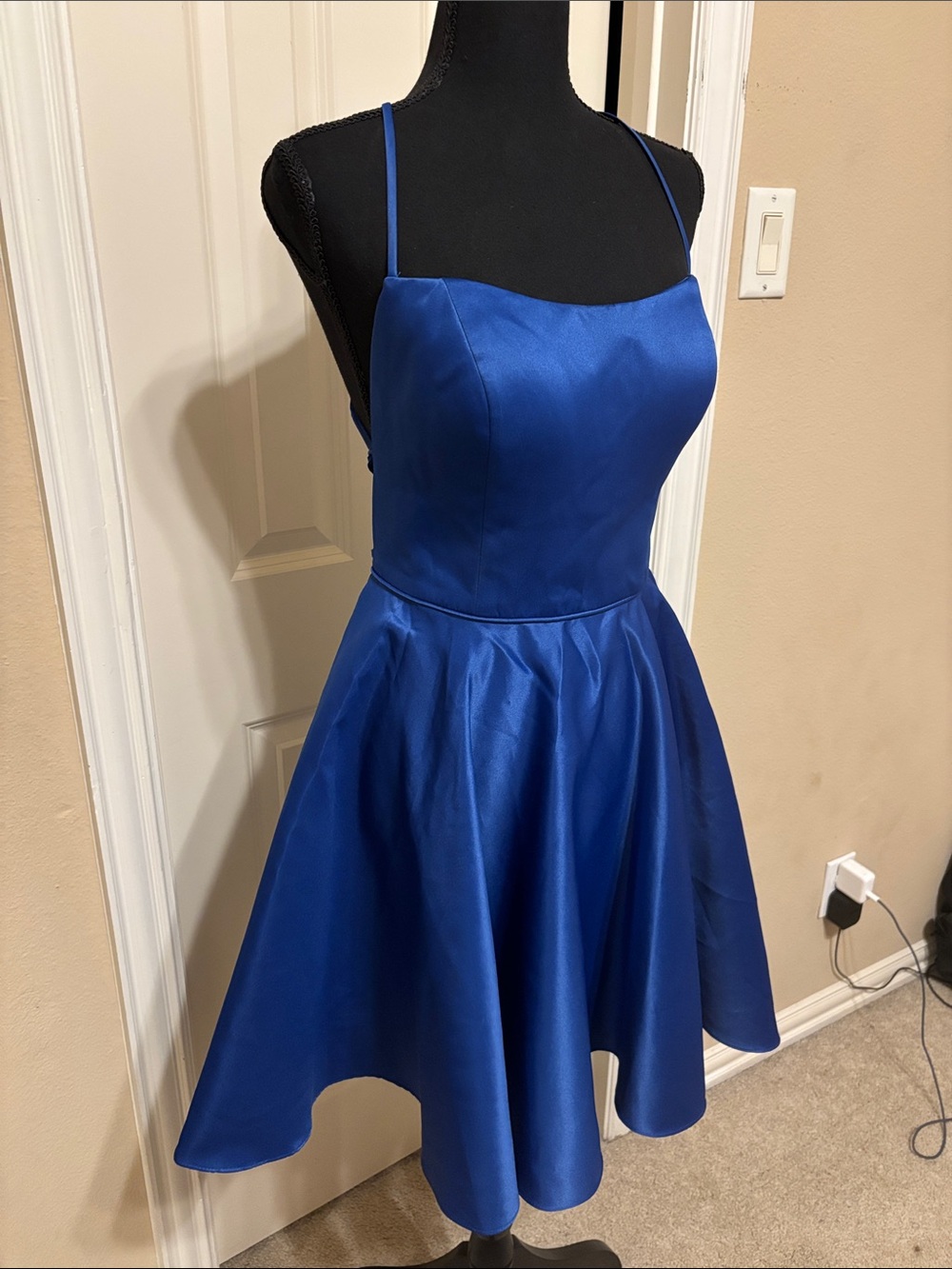 Dave & Johnny Royal Blue Backless Fit-and-Flare Dress